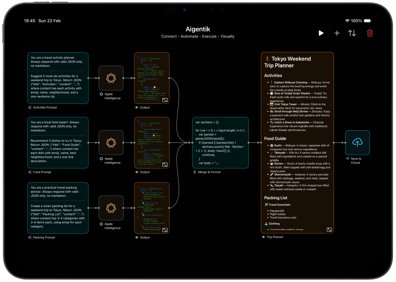 Aigentik workflow on iPad Pro